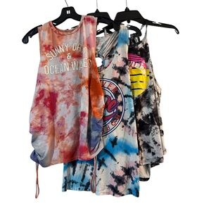 No Boundaries Set of 3 Tie Dye Tank Tops - Size L